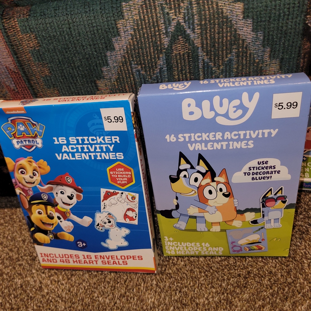 🔥5/$20 Paw Patrol and Bluey Sticker Activity Valentines Set
